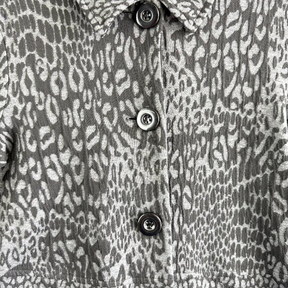 Notations Grey Abstract Animal-Print Button Jacket — Size S - Picture 3 of 10